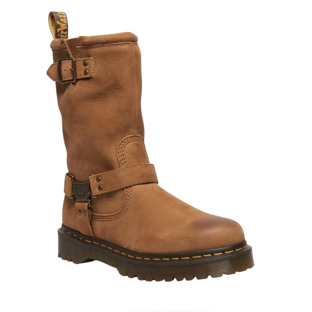 Dr. Martens Women's Brown Leather Harness Mid-Calf Boot